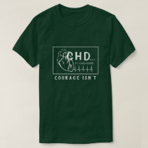 Vit på Mörk Heart Sketch CHD EKG Courage T- Shirt