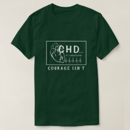 Vit på Mörk Heart Sketch CHD EKG Courage T- Shirt T