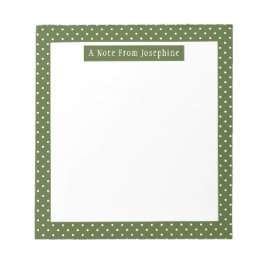 Vit på Olivgrön Prickig Mönster och Text Anteckningsblock