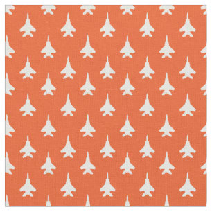 Vit på Orangen F-15 Eagle Fighter Jet Mönster Tyg
