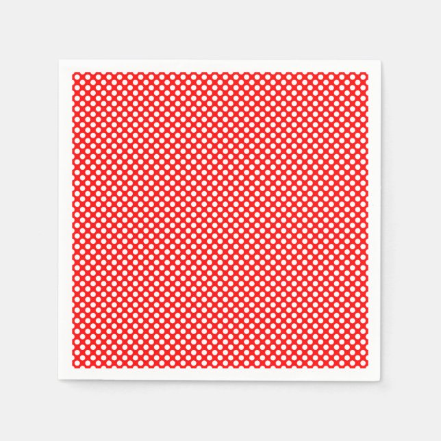 Vit på Red Small Storlekare Polka dots Papper Pappersservett (Framsidan)