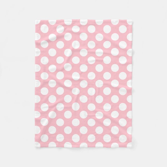 Vit på Rosa Stora Storleka Polka dots Fleecefilt (Framsidan)