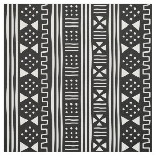 Vit på svart afrikanskt MudCloth inspirerat Tyg