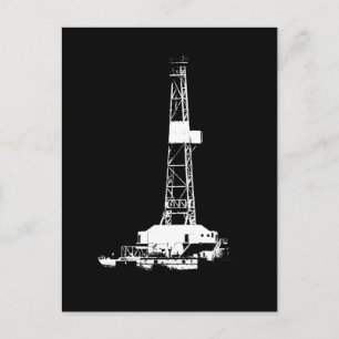 Vit på svart borrhål Rig Silhouette-vykort Vykort