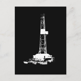 Vit på svart borrhål Rig Silhouette-vykort Vykort
