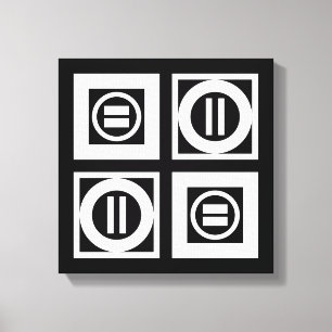 Vit på svart Geometric Equal Sign Mönster Canvastryck
