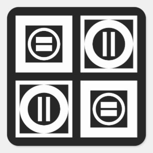 Vit på svart Geometric Equal Sign Mönster Fyrkantigt Klistermärke