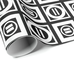 Vit på svart Geometric Equal Sign Mönster Presentpapper