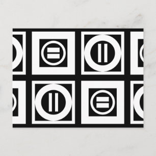 Vit på svart Geometric Equal Sign Mönster Vykort