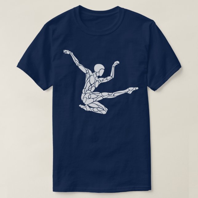 Vit på svart jump Kick Dance för Idrottsman Gymnas T Shirt (Design framsida)