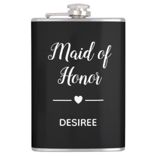 Vit på svart Maid of honor med Namn hjärta Fickplunta