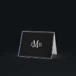Vit på svart monogram, vikt - tackkort<br><div class="desc">Klassiskt och enkelt vitt monogrammat initialer på svart bakgrundsvikt Underbar för affärskorrespondens.</div>