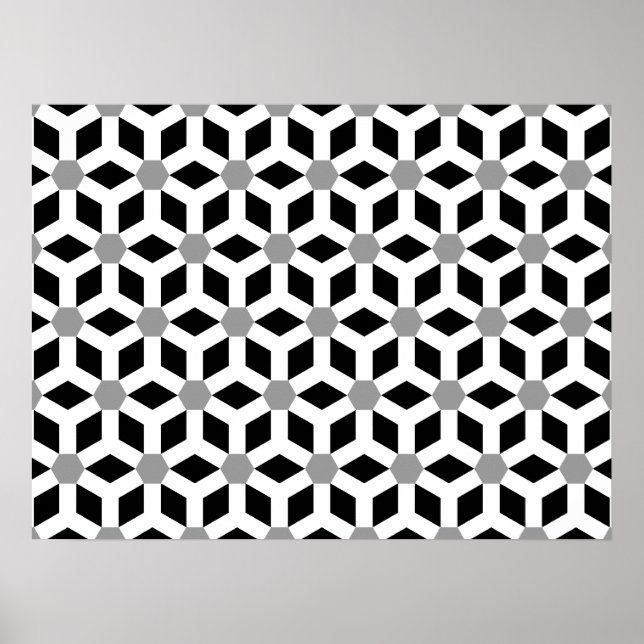 Vit på svart Poster Hex (Framsidan)