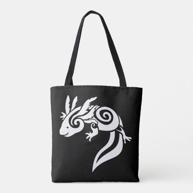 Vit på svart stam- AxolotlmexikanSalamander Tygkasse (Baksida)