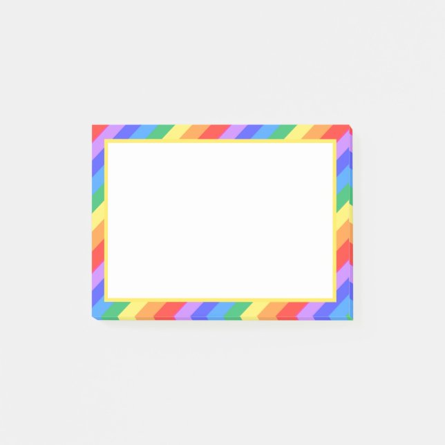 Vit på vacker flerfärgad randig post-it block (Framsida)