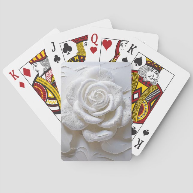 Vit På Vit - Skulptural Ros Casinokort (Baksidan)
