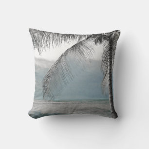 Vit Palm Kokosnöt Träd Elegant Strand Paradis Kudde