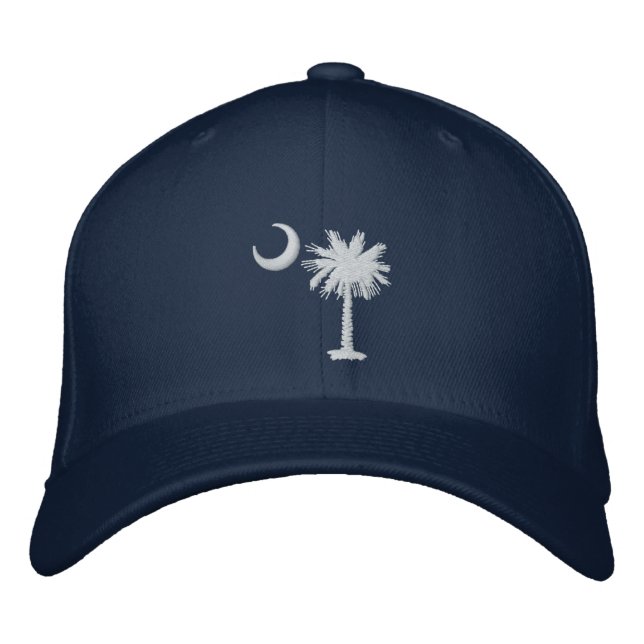 Vit Palmetto Moon Broderad Hatt Keps (Framsida)