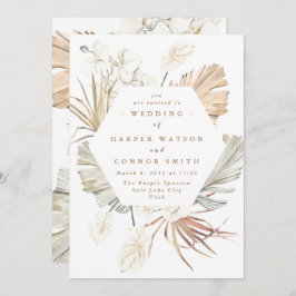 Vit Pampas Torkad Blommigt av gräs Tropical Jungle Inbjudningar