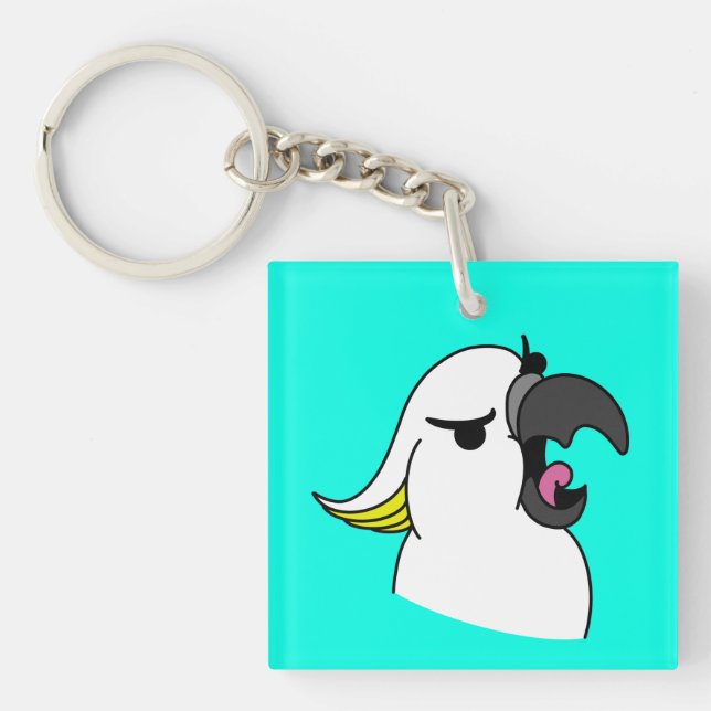 Vit papegoja med funny text (Framsidan)