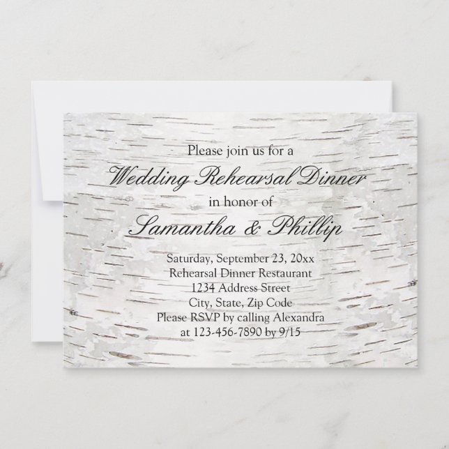 Vit Papper fågel Träd Bark Rustic Wood Bröllop Inbjudningar (Framsida)