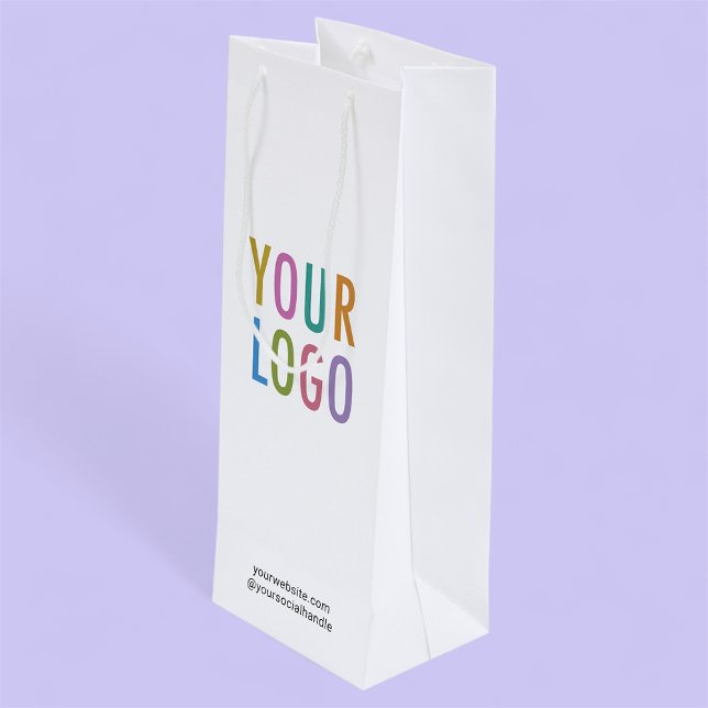 Vit Pappers Vinskänksväska med Anpassad Logotyp, I (MISOOK White Wine Gift Bag with Logo)