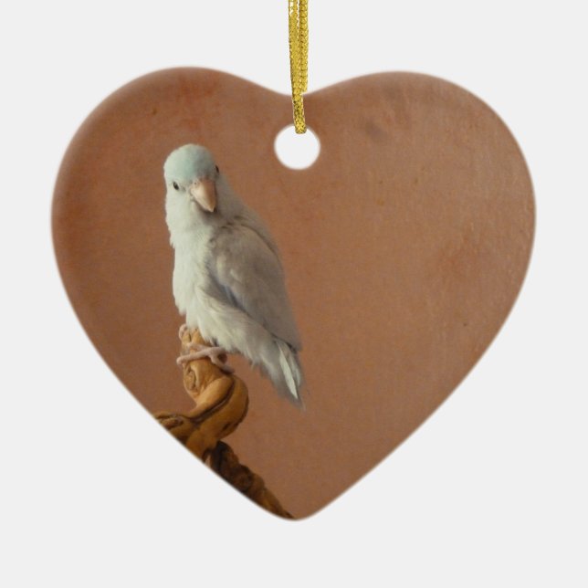 Vit Parrotlet Julgransprydnad Keramik (Framsidan)