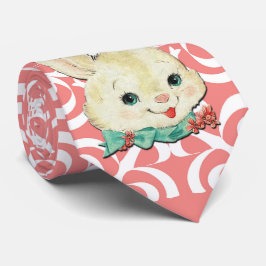 Vit Påskhare 0n Flower Rosa & White Tie Slips