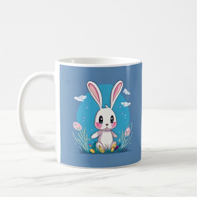 Vit Påskhare Kaffemugg (Vänster)