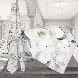 Vit Påsklilja Eukalyptus Grönska Blommig Bröllop Slips