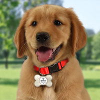 Vit Paw Print Hund Ben Monogram
