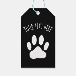 Vit Paw Print Redigerbar text Svart Presentetikett