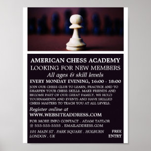 Vit pawn, Chess Klubb Advertising Poster