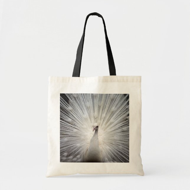 Vit Peacock med Feathers Fkonserverad Tygkasse (Framsidan)