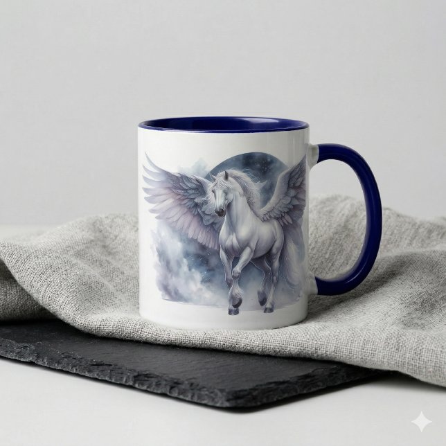Vit Pegasus Månljusa Vingar Himmelsk Dröm Mugg (White Pegasus Moonlit Wings Celestial Dream Mug)