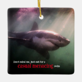 Vit pekare, undervattensfisk julgransprydnad keramik