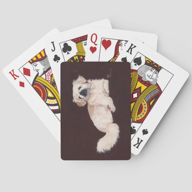 Vit Pekingeser Hund Casinokort (Baksidan)