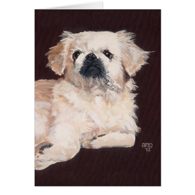 Vit Pekingeser Hund Hälsningskort (Framsidan)