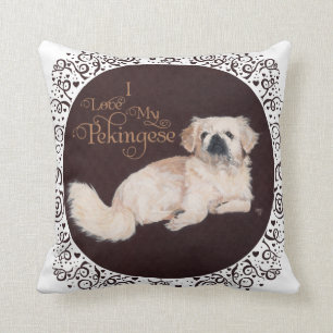 Vit Pekingeser Hund Kudd Kudde