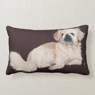 Vit Pekingeser Hund Kudd Lumbarkudde