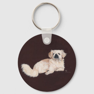 Vit Pekingeserhund Nyckelring