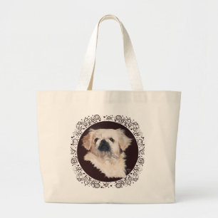Vit Pekingeserhund Totebag Jumbo Tygkasse