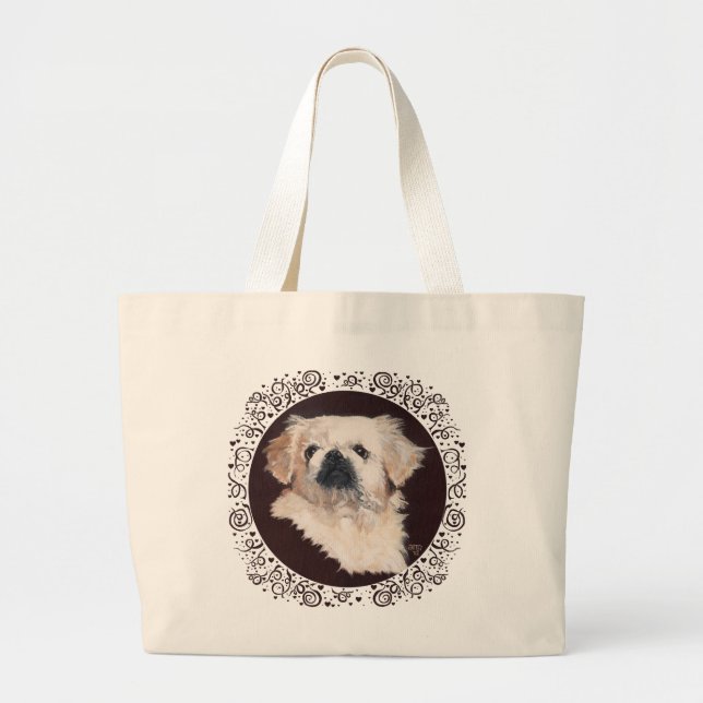 Vit Pekingeserhund Totebag Jumbo Tygkasse (Framsidan)