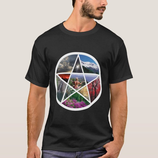 Vit Pentaclecollage T-shirt (Framsida)