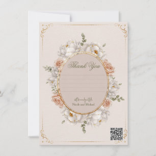 Vit Peony & Blush Rose Blommig Bröllopsinbjudan Inbjudningar