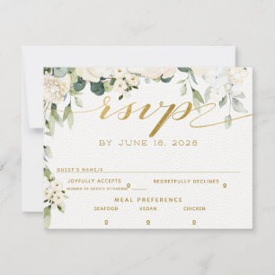 Vit Peony Epiphany Bröllop Svar Brev Kort