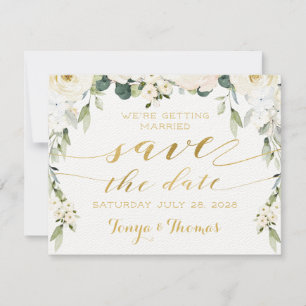 Vit Peony Epiphany Save The Date Kuvert Inbjudningar