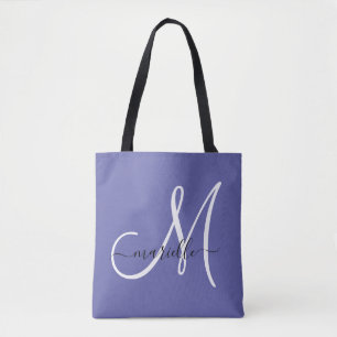 Vit periwinkle Blue Girly Monogram Tygkasse