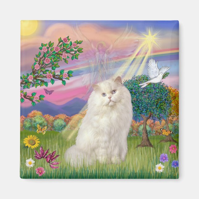 Vit persisk katt - Cloud Angel Magnet (Framsidan)