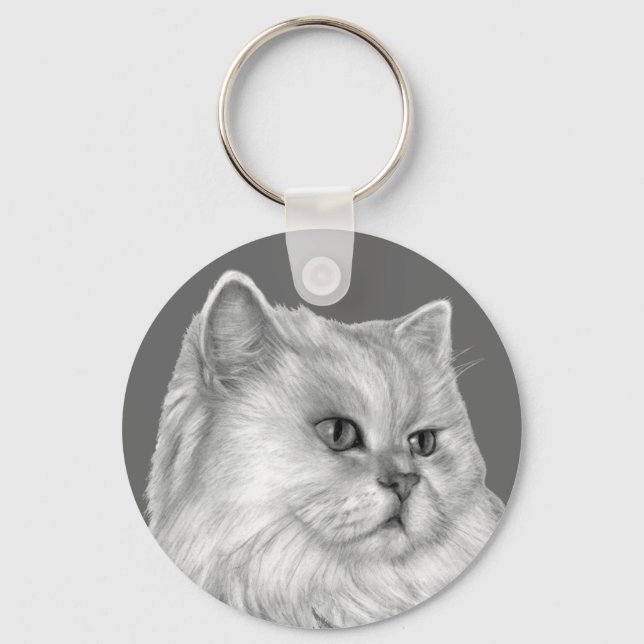 Vit persisk katt nyckelring (Framsida)
